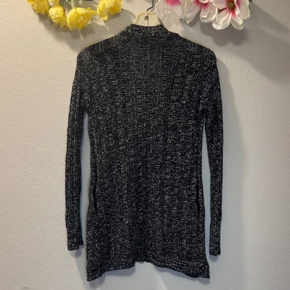 American Eagle Outfitters Black Marled Open-Front Cardigan - Picture 4 of 9